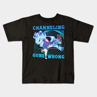 Channeling Gone Wrong - Ghosts Coming From The TV - Funny Retro Halloween Horror Illustration Kids T-Shirt